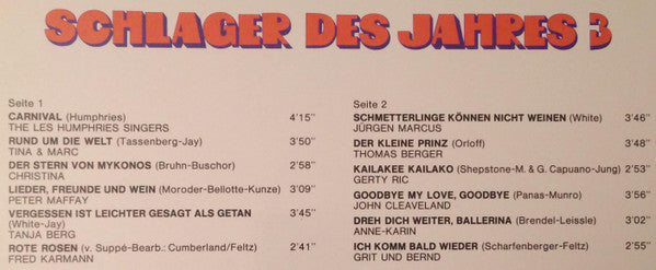 Various : Schlager Des Jahres 3 (LP, Comp)