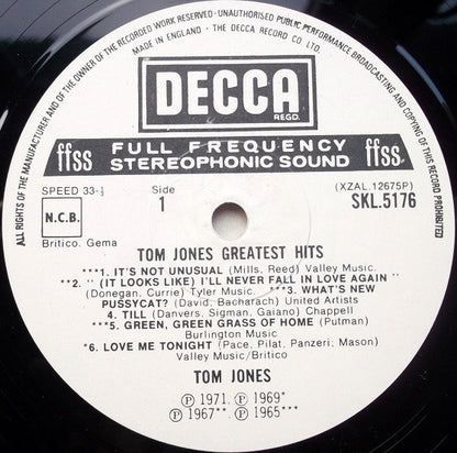 Tom Jones : Greatest Hits (LP, Comp)