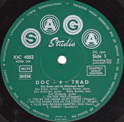 Doc Evans And His Dixieland Band : "DOC" + 4 = TRAD (LP, Album)