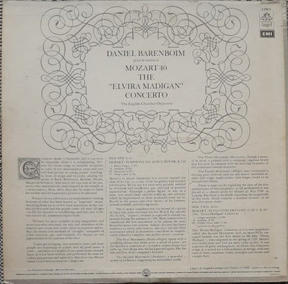 Wolfgang Amadeus Mozart - Daniel Barenboim plays/conducts English Chamber Orchestra : Mozart 40 (Symphony No. 40 In G Minor); The "Elvira Madigan" Concerto (No. 21 In C) (LP, Comp)