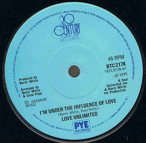 Love Unlimited : I'm Under The Influence Of Love (7", Sol)