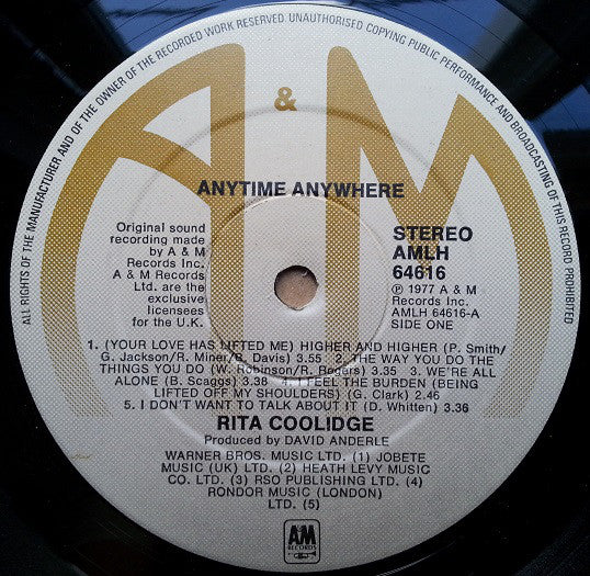 Rita Coolidge : Anytime... Anywhere (LP, Album)