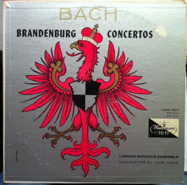 Johann Sebastian Bach, Karl Haas, London Baroque Ensemble : Brandenburg Concertos Vol. 1 (No.s 1, 2 & 6) (LP, Mono)