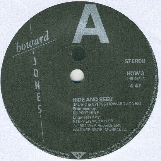 Howard Jones : Hide & Seek (7", Single, Ger)