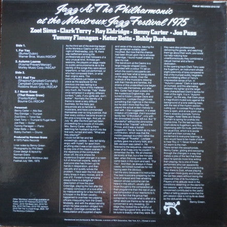 Various : JATP (Jazz At The Philharmonic At The Montreux Jazz Festival 1975) (LP, Album, Ind)