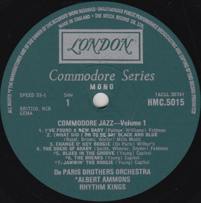 De Paris Brothers Orchestra - Albert Ammons And His Rhythm Kings - Sidney Bechet And His New Orleans Feetwarmers : Commodore Jazz Vol.1 (LP, Comp)