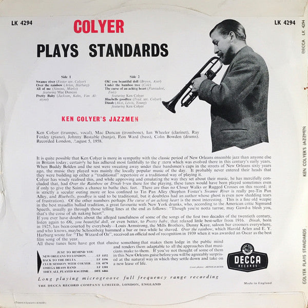 Ken Colyer's Jazzmen : Colyer Plays Standards (LP)