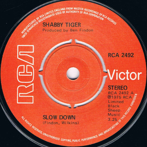 Shabby Tiger : Slow Down (7", Single, 4-P)