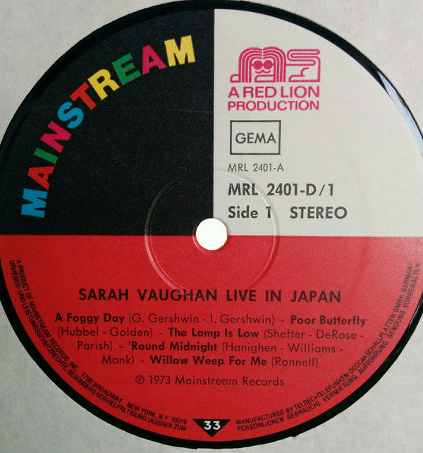 Sarah Vaughan : "Live" In Japan (2xLP)