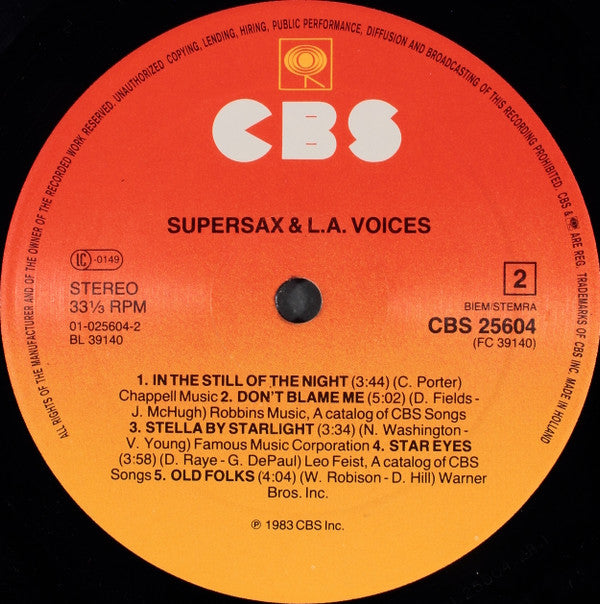 Supersax & L. A. Voices : Supersax & L.A. Voices (LP, Album)