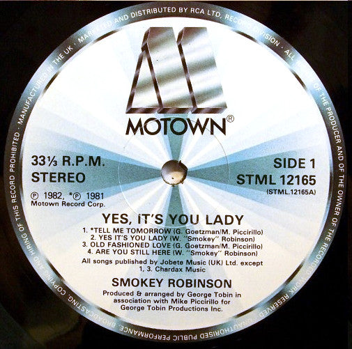 Smokey Robinson : Yes It's You Lady (LP, Album)