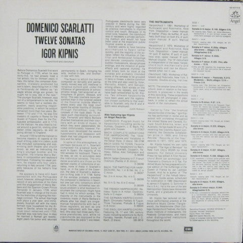 Igor Kipnis, Domenico Scarlatti : Twelve Sonatas (LP, Club)