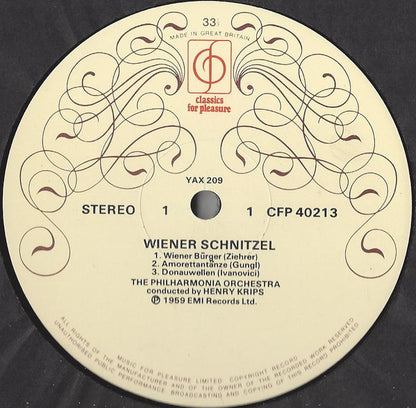 Philharmonia Orchestra, Henry Krips : Wiener Schnitzel (LP, RE)