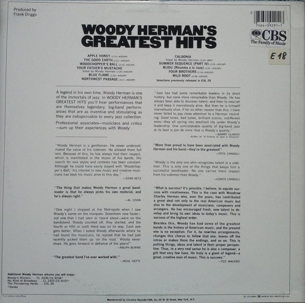 Woody Herman : Woody Herman's Greatest Hits (LP, Comp)