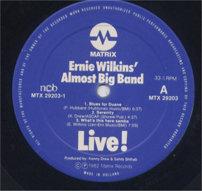 Ernie Wilkins Almost Big Band : Ernie Wilkins' Almost Bigband Live!  At Slukefter Jazz Club In Tivoli Gardens Copenhagen (LP)