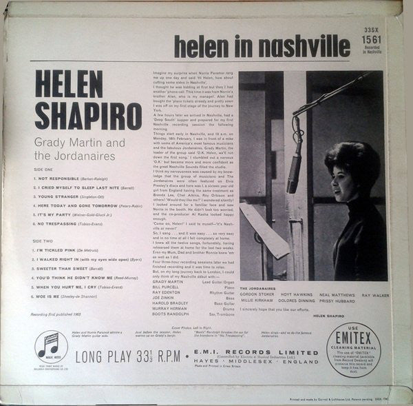 Helen Shapiro : Helen In Nashville (LP, Mono)