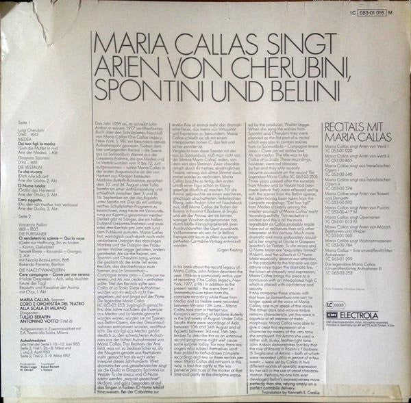 Maria Callas : Singt Arien Von Cherubini, Spontini Und Bellini (LP, Comp)