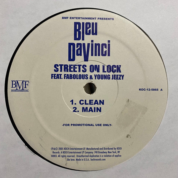 Bleu Davinci Featuring Fabolous & Young Jeezy : Streets On Lock (12", Promo)