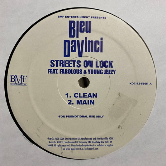 Bleu Davinci Featuring Fabolous & Young Jeezy : Streets On Lock (12", Promo)