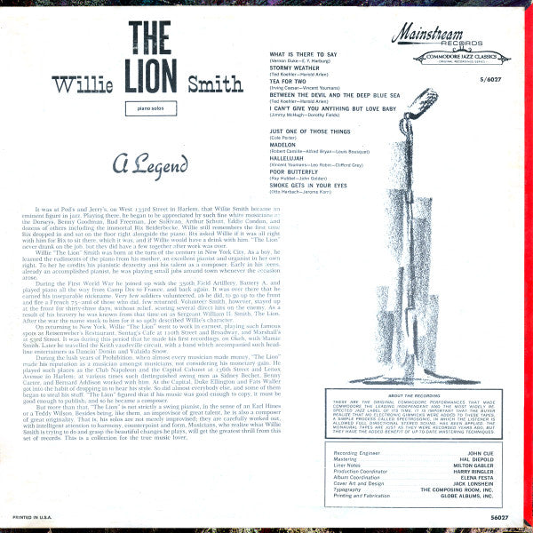 Willie "The Lion" Smith : A Legend (LP)