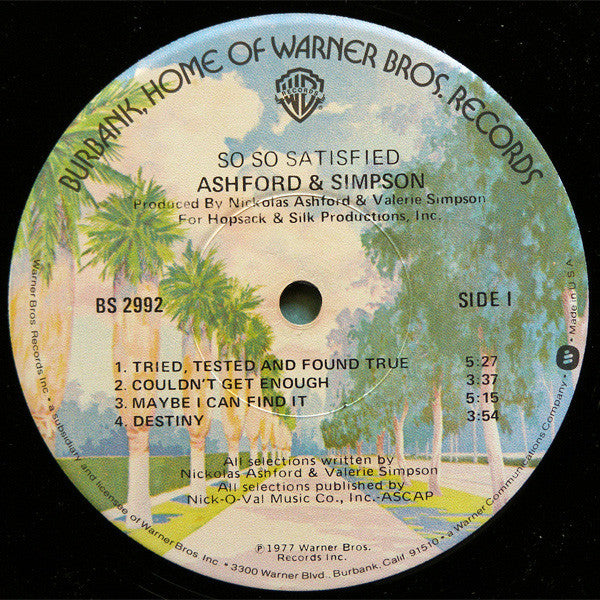 Ashford & Simpson : So So Satisfied (LP, Album, Win)