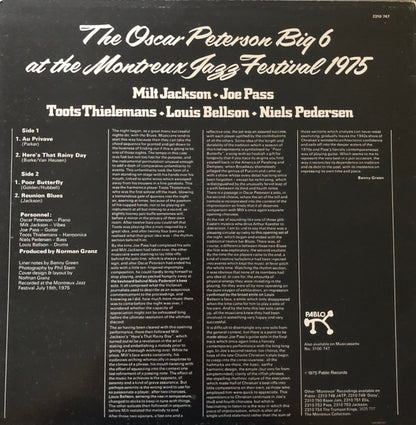 The Oscar Peterson Big 6 : The Oscar Peterson Big 6 At The Montreux Jazz Festival 1975 (LP, Album, RE)