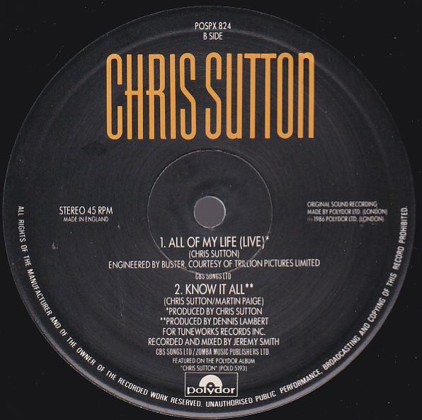 Chris Sutton : You Worry Me (12")