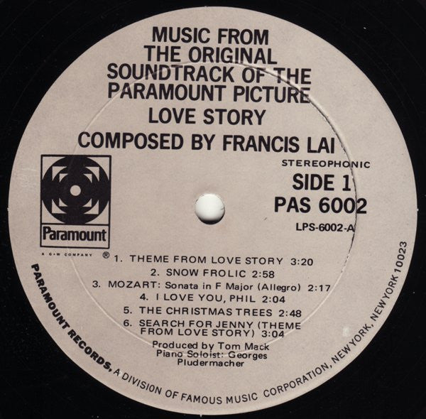 Francis Lai : Love Story - Music From The Original Soundtrack (LP, Album, Mon)