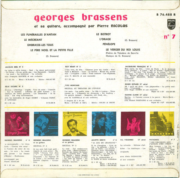 Georges Brassens : N° 7 (10", Album, Mono, RE, Rou)