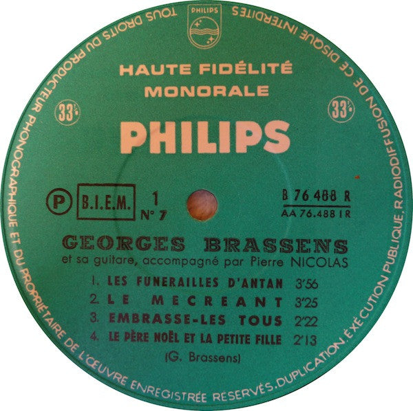 Georges Brassens : N° 7 (10", Album, Mono, RE, Rou)