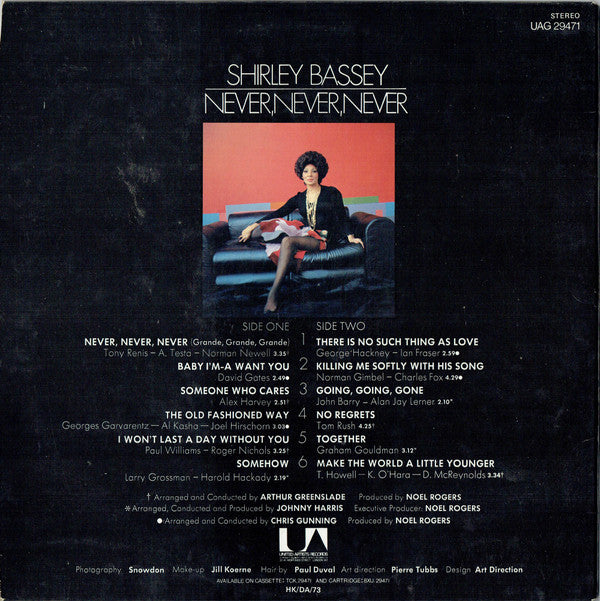 Shirley Bassey : Never, Never, Never (LP, Album, Gat)