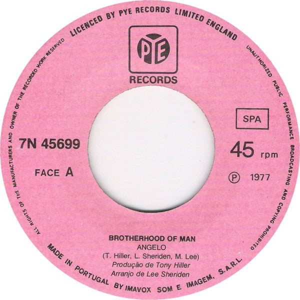 Brotherhood Of Man : Angelo / All Night (7", Single)