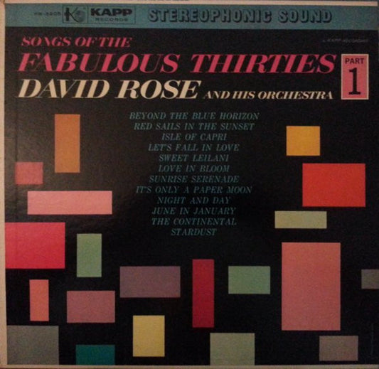 David Rose & His Orchestra : Songs Of The Fabulous Thirties Part 1 (LP, Album)