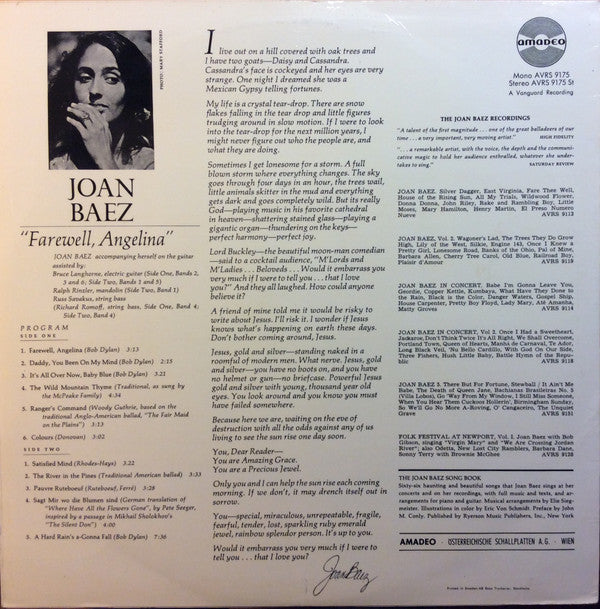 Joan Baez : Farewell, Angelina (LP, Album)