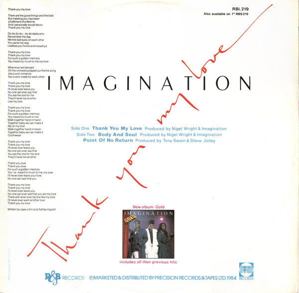 Imagination : Thank You My Love (12")