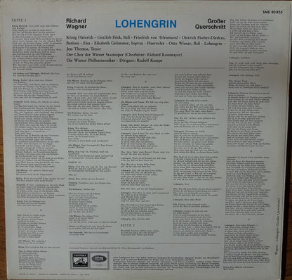 Richard Wagner, Elisabeth Grümmer, Dietrich Fischer-Dieskau · Gottlob Frick, Jess Thomas · Otto Wiener, Wiener Staatsopernchor, Wiener Philharmoniker, Rudolf Kempe : Lohengrin (Großer Querschnitt) (LP)