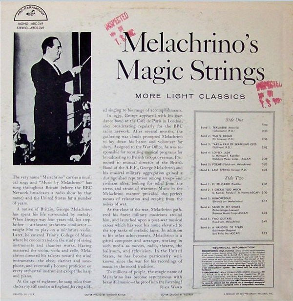 The Melachrino Strings : More Light Classics In Stereo (LP, Album)