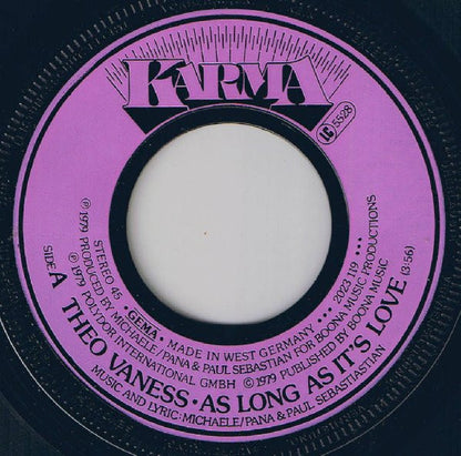 Theo Vaness : As Long As It's Love (7", Single)