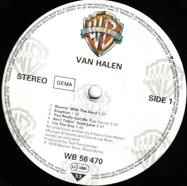 Van Halen : Van Halen (LP, Album, RP)