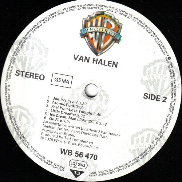 Van Halen : Van Halen (LP, Album, RP)