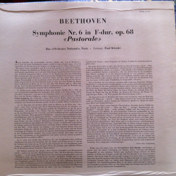 Ludwig van Beethoven - Orchestre National De France · Paul Kletzki : Symphonie Nr 6 In F Dur, Op. 68 "Pastorale" (LP, Mono)