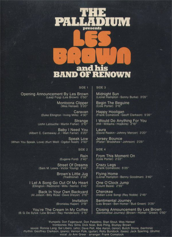 Les Brown And His Band Of Renown : The Palladium Presents Live In Concert (2xLP, Album, RE)