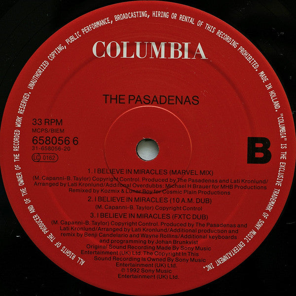 The Pasadenas : I Believe In Miracles (12", Single)