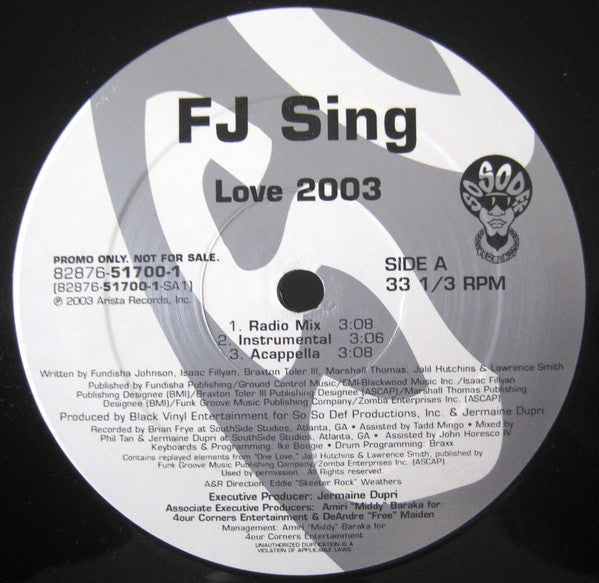 FJ Sing : You Make Me / Love 2003  (12", Promo)