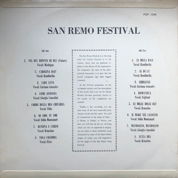 Various : San Remo Festival  (LP, Comp)