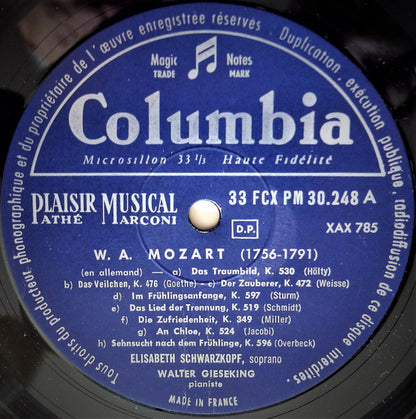 Wolfgang Amadeus Mozart - Elisabeth Schwarzkopf, Walter Gieseking : Melodies Au Piano (LP, Mono)