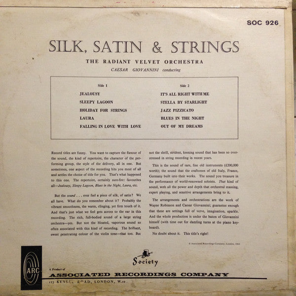 The Radiant Velvet Orchestra : Silk, Satin & Strings (LP)