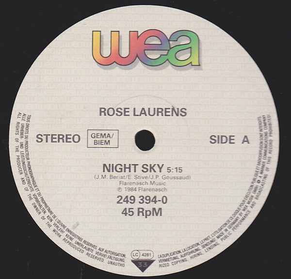 Rose Laurens : Night Sky (Extended Version) (12", Maxi)