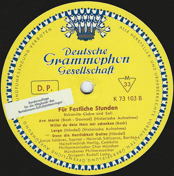 Various : Für Festliche Stunden (Bekannte Chöre Und Soli) (10", Comp, Mono, Club)