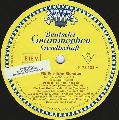 Various : Für Festliche Stunden (Bekannte Chöre Und Soli) (10", Comp, Mono, Club)